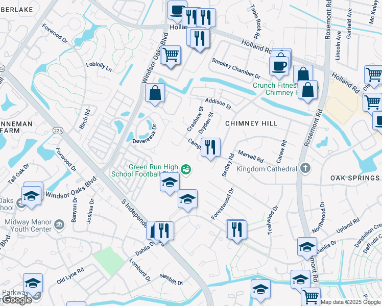 map of restaurants, bars, coffee shops, grocery stores, and more near 860 Dryden Street in Virginia Beach