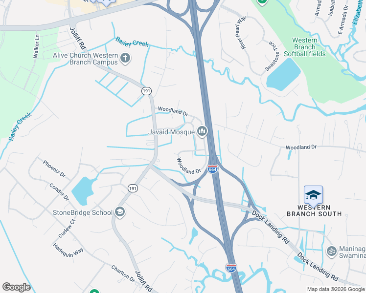 map of restaurants, bars, coffee shops, grocery stores, and more near 1808 Quivers Keep in Chesapeake