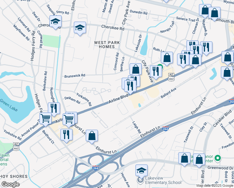 map of restaurants, bars, coffee shops, grocery stores, and more near 242 Knight Road in Portsmouth