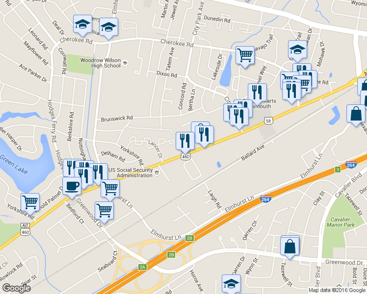 map of restaurants, bars, coffee shops, grocery stores, and more near 242 Knight Road in Portsmouth