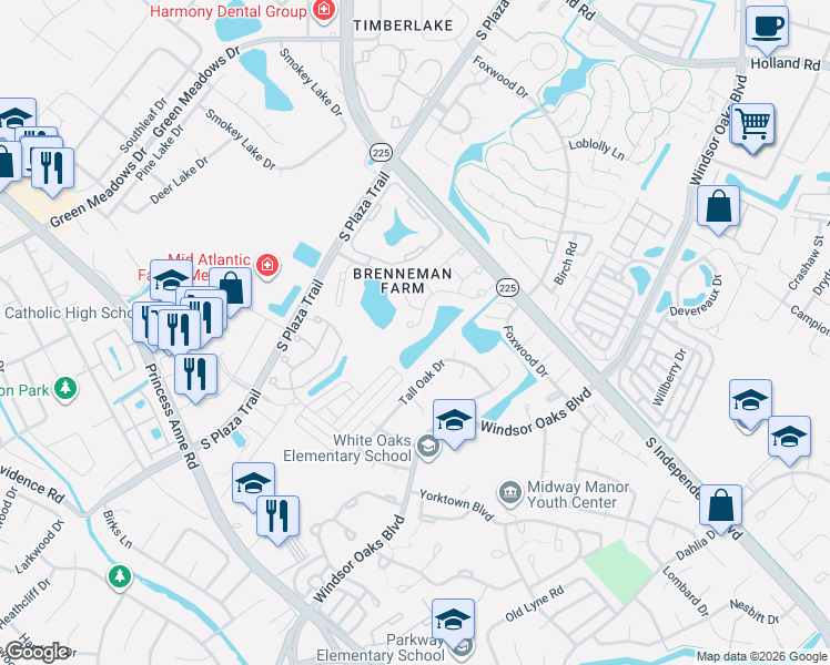 map of restaurants, bars, coffee shops, grocery stores, and more near 949 Iron Bridge Drive in Virginia Beach