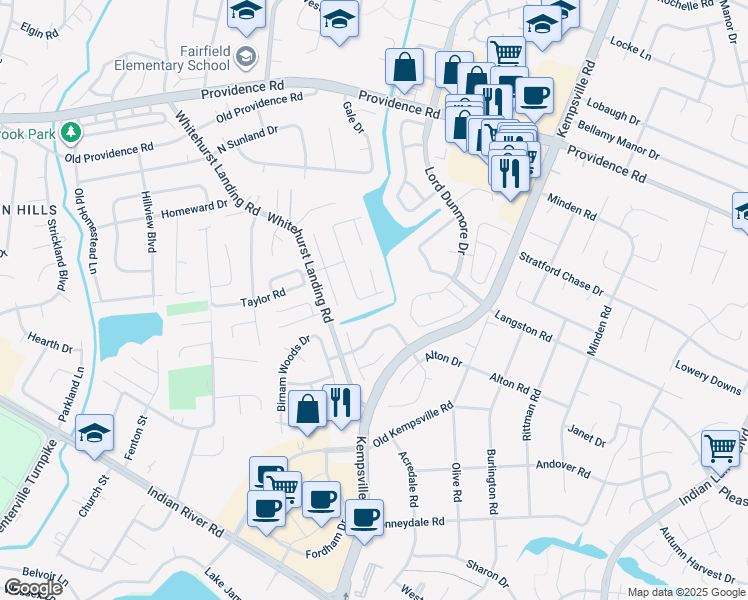 map of restaurants, bars, coffee shops, grocery stores, and more near 5391 Elm Forest Drive in Virginia Beach