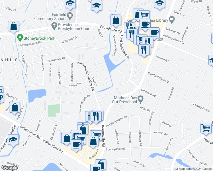 map of restaurants, bars, coffee shops, grocery stores, and more near 5391 Elm Forest Drive in Virginia Beach