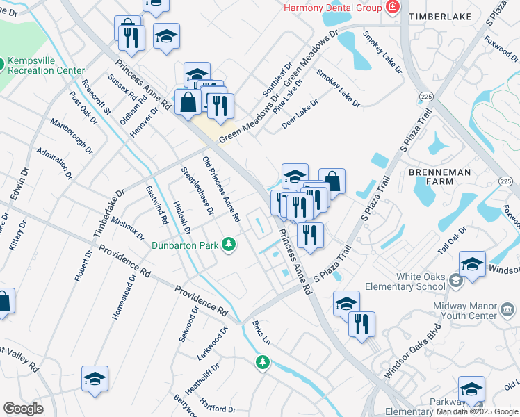 map of restaurants, bars, coffee shops, grocery stores, and more near 4757 Shallowford Circle in Virginia Beach