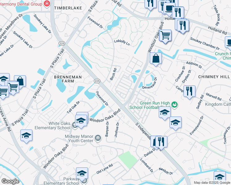 map of restaurants, bars, coffee shops, grocery stores, and more near 881 Brittlebank Drive in Virginia Beach