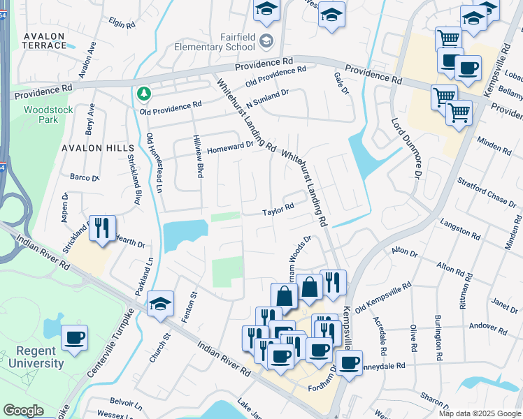 map of restaurants, bars, coffee shops, grocery stores, and more near 944 Carothers Arch in Virginia Beach