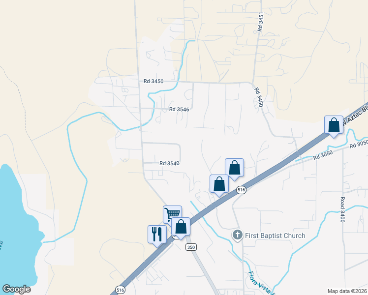 map of restaurants, bars, coffee shops, grocery stores, and more near 23 Road 3540 in Flora Vista