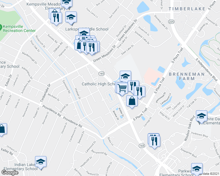 map of restaurants, bars, coffee shops, grocery stores, and more near 4645 Shallowford Circle in Virginia Beach