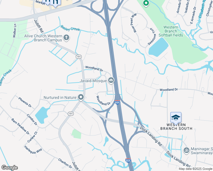 map of restaurants, bars, coffee shops, grocery stores, and more near 1804 Quivers Keep in Chesapeake