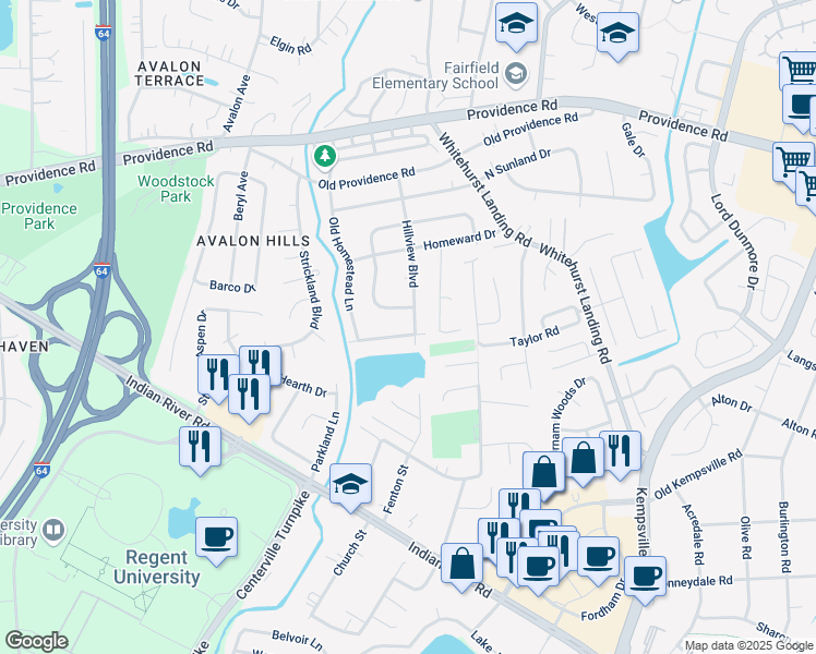map of restaurants, bars, coffee shops, grocery stores, and more near 973 West Goodview Drive in Virginia Beach