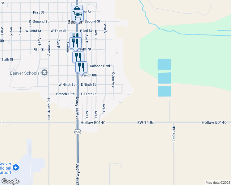 map of restaurants, bars, coffee shops, grocery stores, and more near 915 Lawson in Beaver