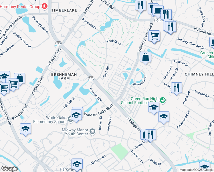 map of restaurants, bars, coffee shops, grocery stores, and more near 869 Brittlebank Drive in Virginia Beach