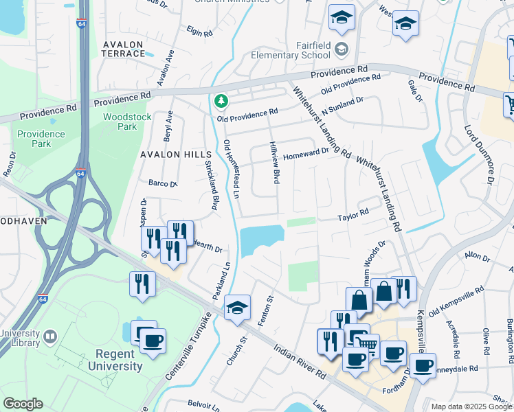 map of restaurants, bars, coffee shops, grocery stores, and more near 973 West Goodview Drive in Virginia Beach