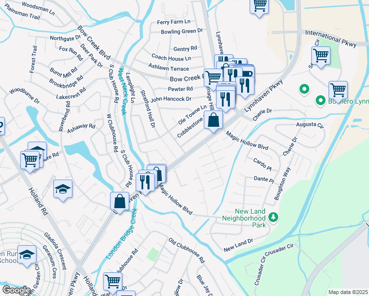 map of restaurants, bars, coffee shops, grocery stores, and more near 968 Carriage Hill Road in Virginia Beach