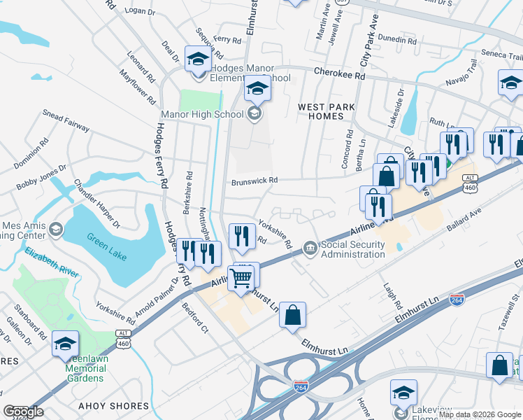 map of restaurants, bars, coffee shops, grocery stores, and more near 902 Chumley Road in Portsmouth