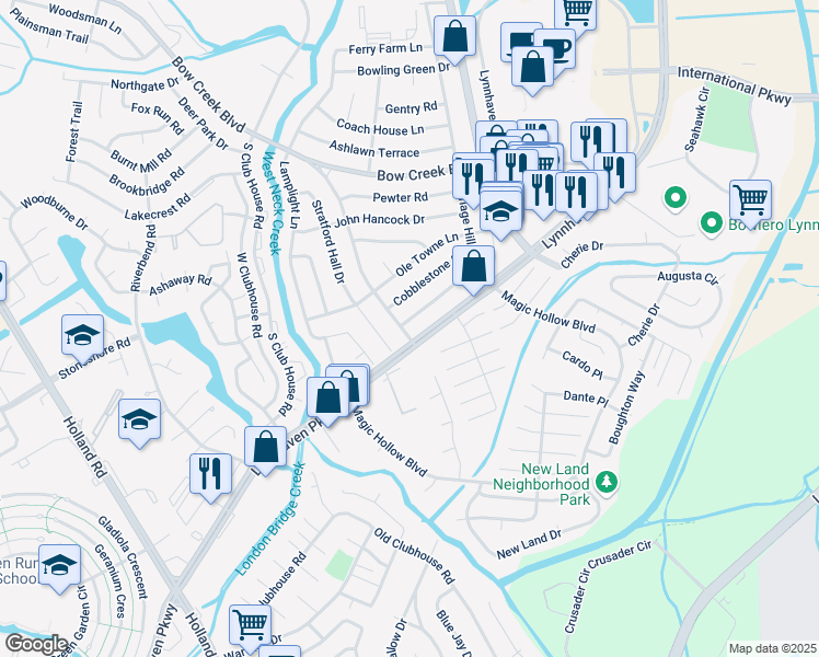 map of restaurants, bars, coffee shops, grocery stores, and more near 968 Carriage Hill Road in Virginia Beach