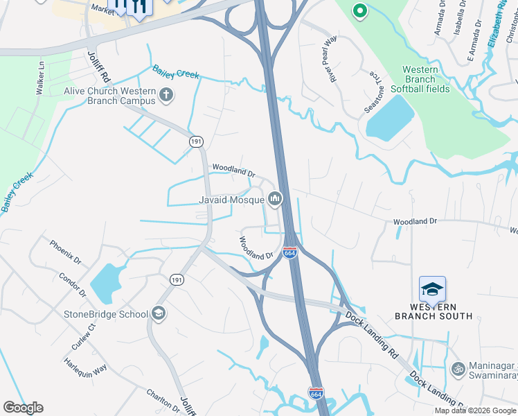 map of restaurants, bars, coffee shops, grocery stores, and more near 1808 Quivers Keep in Chesapeake