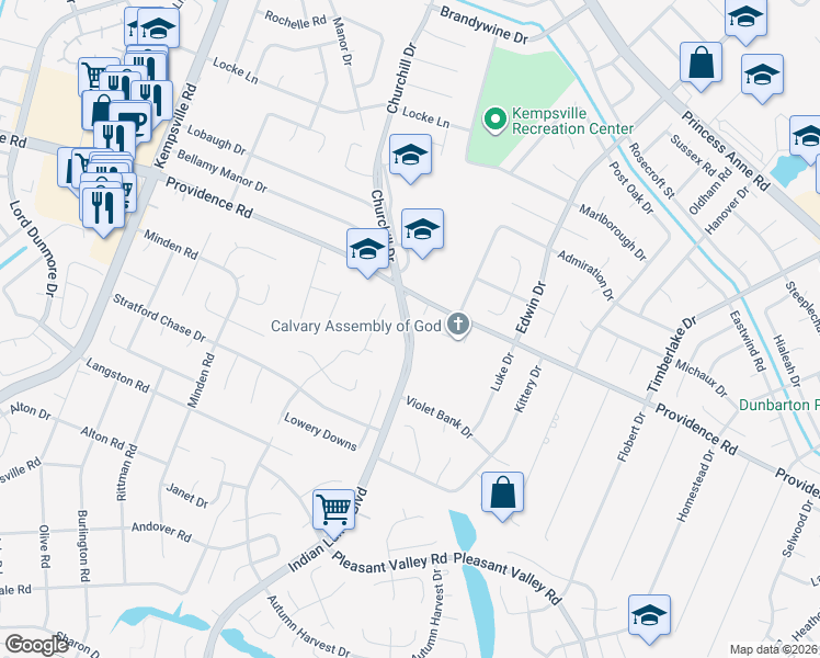 map of restaurants, bars, coffee shops, grocery stores, and more near 930 Indian Lakes Boulevard in Virginia Beach