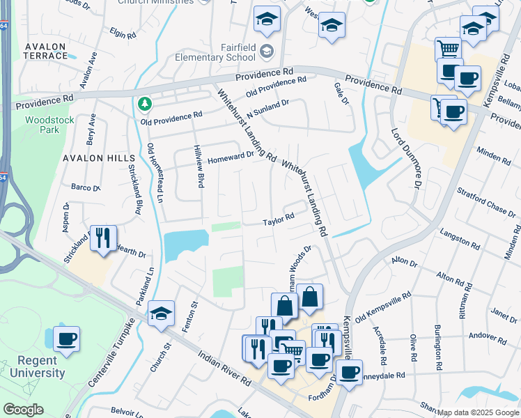 map of restaurants, bars, coffee shops, grocery stores, and more near 944 Carothers Arch in Virginia Beach