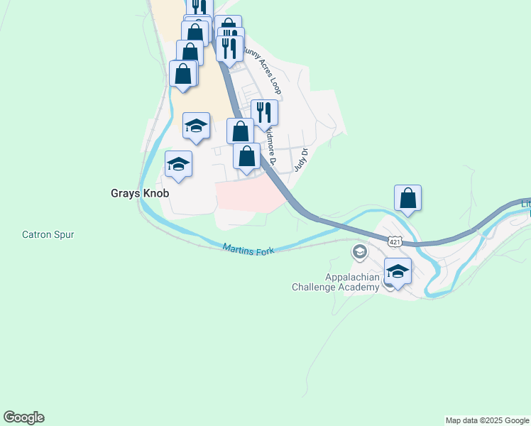 map of restaurants, bars, coffee shops, grocery stores, and more near 200 Medical Center Drive in Harlan