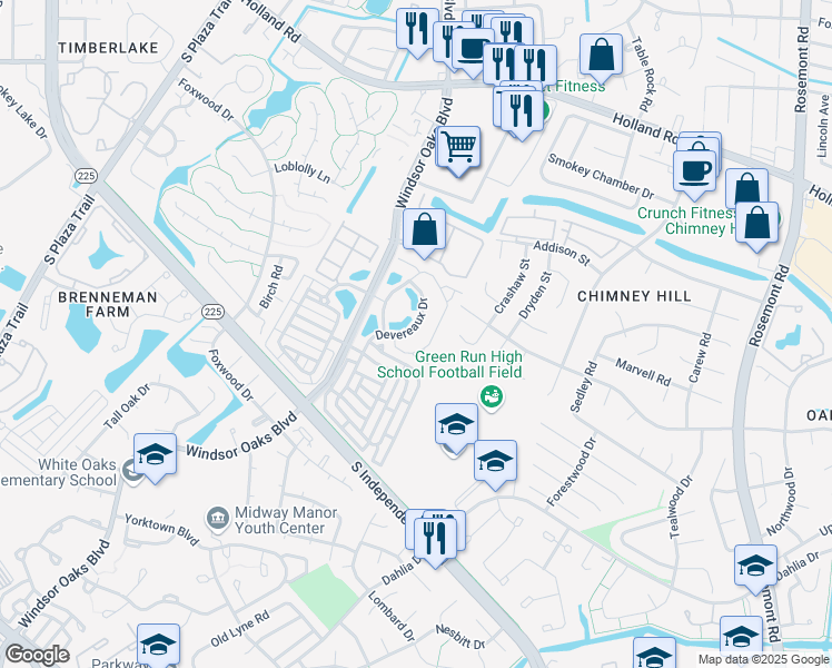 map of restaurants, bars, coffee shops, grocery stores, and more near 854 Devereaux Drive in Virginia Beach