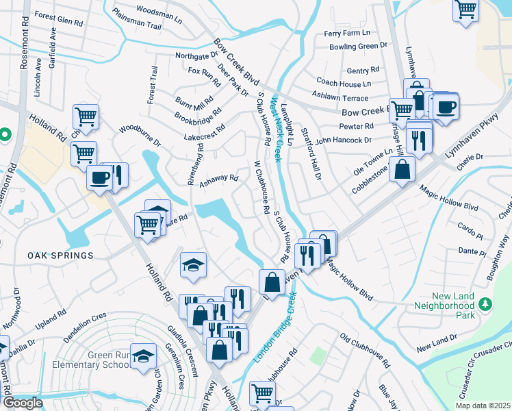 map of restaurants, bars, coffee shops, grocery stores, and more near 913 Dixie Drive in Virginia Beach