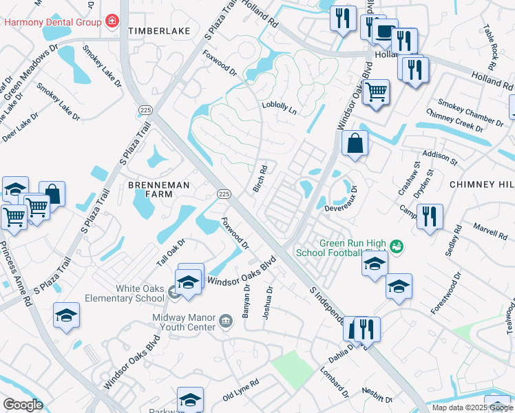 map of restaurants, bars, coffee shops, grocery stores, and more near 921 Maplehurst Court in Virginia Beach