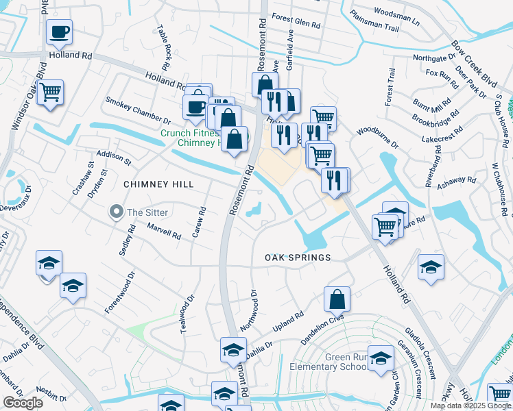 map of restaurants, bars, coffee shops, grocery stores, and more near 713 Willow Lake Circle in Virginia Beach