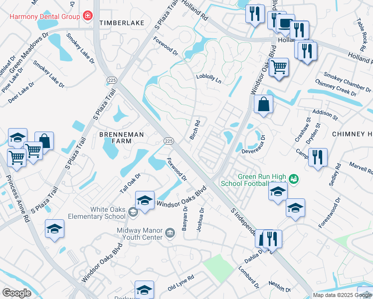 map of restaurants, bars, coffee shops, grocery stores, and more near 921 Maplehurst Court in Virginia Beach