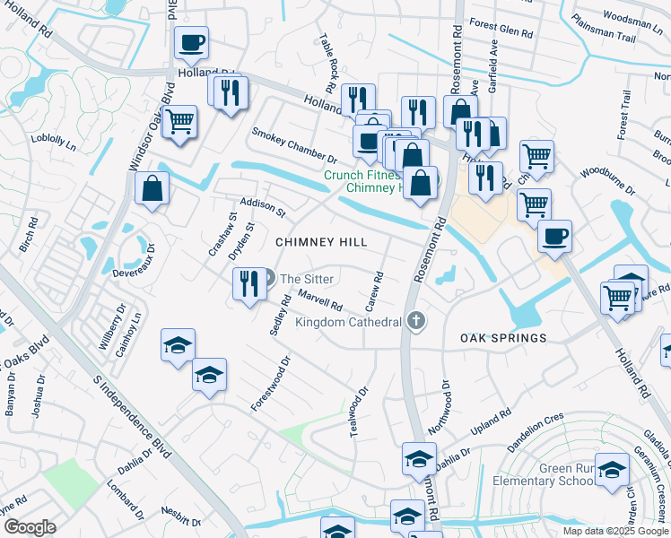 map of restaurants, bars, coffee shops, grocery stores, and more near 801 Housman Court in Virginia Beach