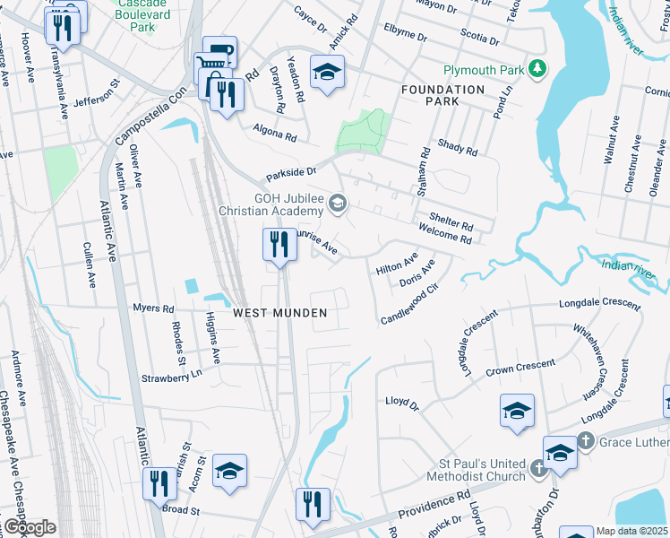map of restaurants, bars, coffee shops, grocery stores, and more near 2520 Malcolm Court in Chesapeake