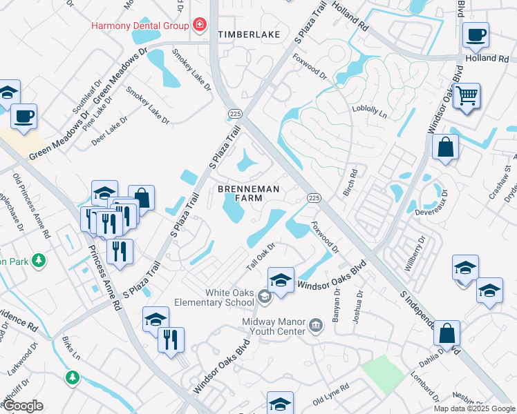 map of restaurants, bars, coffee shops, grocery stores, and more near 4533 Leamore Square Road in Virginia Beach