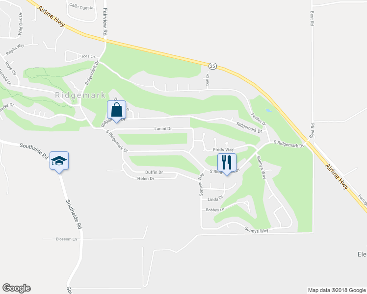 map of restaurants, bars, coffee shops, grocery stores, and more near 1085 Lanini Drive in Hollister