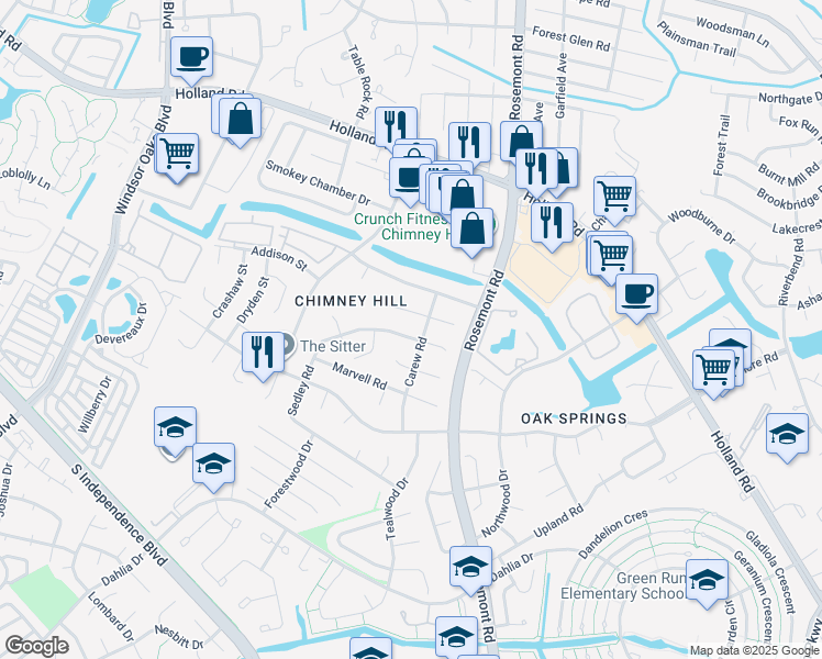 map of restaurants, bars, coffee shops, grocery stores, and more near 844 Sedley Road in Virginia Beach