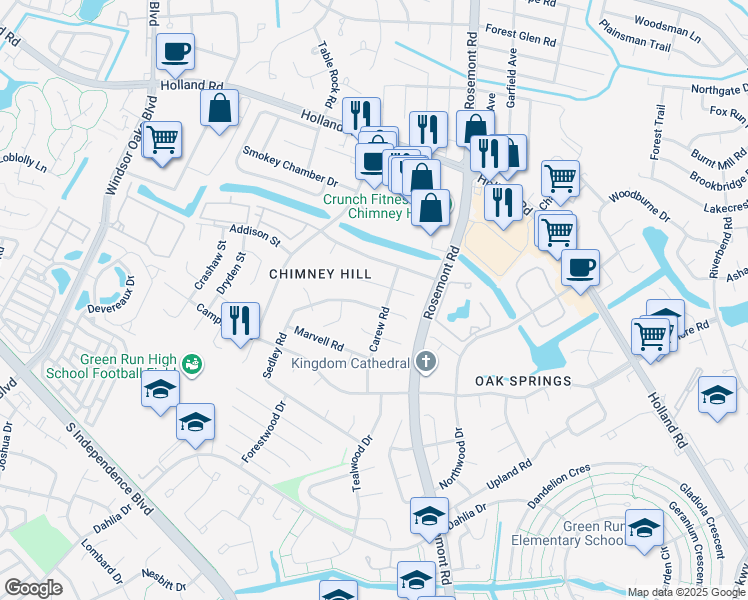map of restaurants, bars, coffee shops, grocery stores, and more near 837 Sedley Road in Virginia Beach