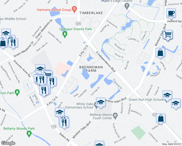 map of restaurants, bars, coffee shops, grocery stores, and more near 929 Iron Bridge Drive in Virginia Beach