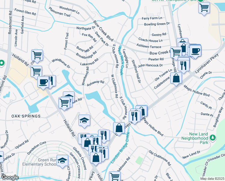 map of restaurants, bars, coffee shops, grocery stores, and more near 908 Dixie Drive in Virginia Beach