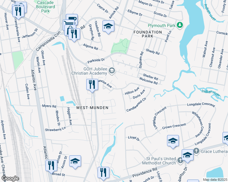 map of restaurants, bars, coffee shops, grocery stores, and more near 2534 Malcolm Court in Chesapeake