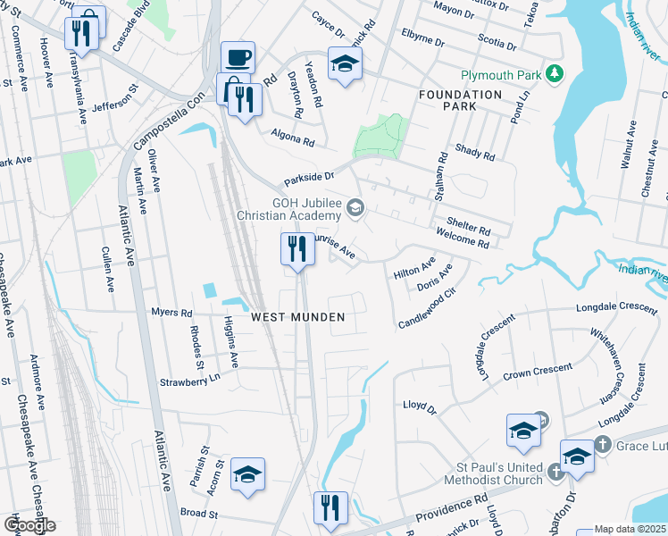 map of restaurants, bars, coffee shops, grocery stores, and more near 2520 Malcolm Court in Chesapeake