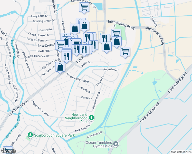 map of restaurants, bars, coffee shops, grocery stores, and more near 2904 Bamberg Place in Virginia Beach