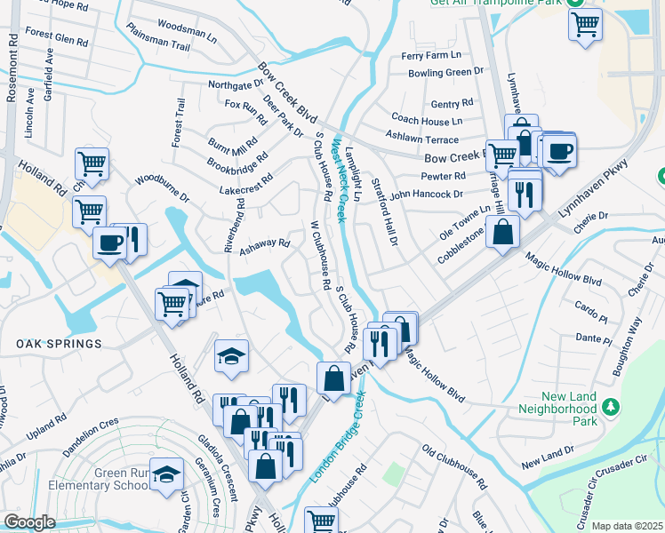 map of restaurants, bars, coffee shops, grocery stores, and more near 901 Dixie Drive in Virginia Beach