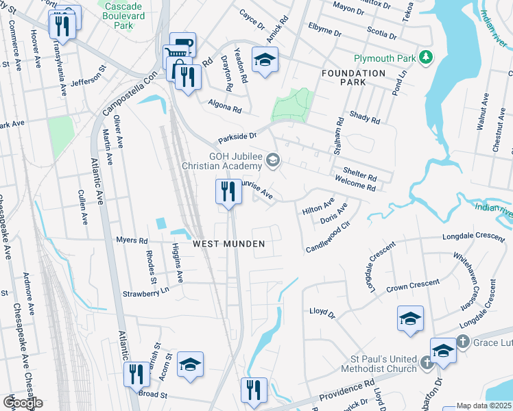 map of restaurants, bars, coffee shops, grocery stores, and more near 2520 Malcolm Court in Chesapeake
