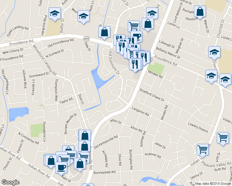 map of restaurants, bars, coffee shops, grocery stores, and more near 5441 Chatham Hall Drive in Virginia Beach