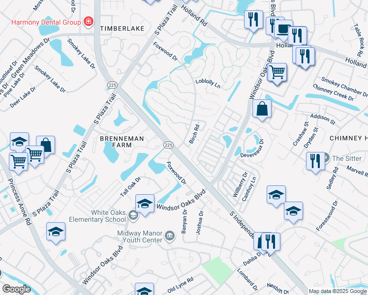 map of restaurants, bars, coffee shops, grocery stores, and more near 4105 Maplehurst Road in Virginia Beach