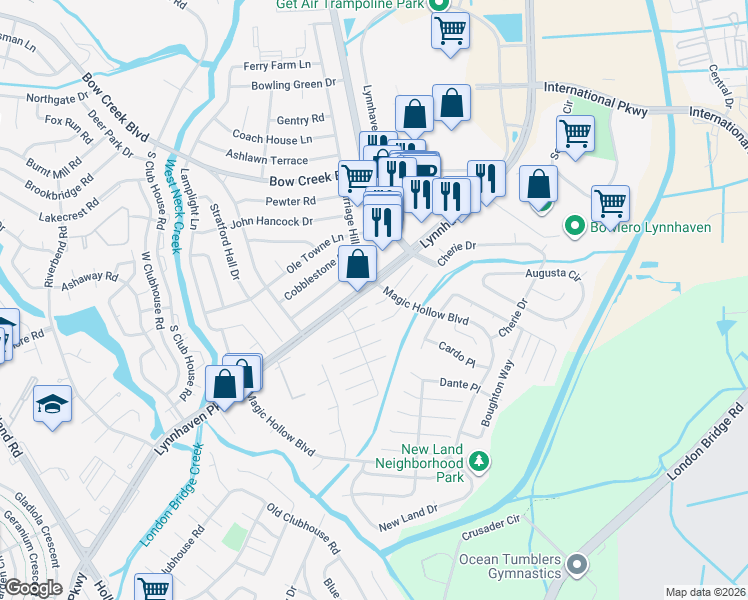 map of restaurants, bars, coffee shops, grocery stores, and more near 3007 Dedi Court in Virginia Beach