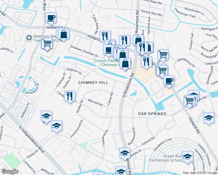 map of restaurants, bars, coffee shops, grocery stores, and more near 844 Sedley Road in Virginia Beach