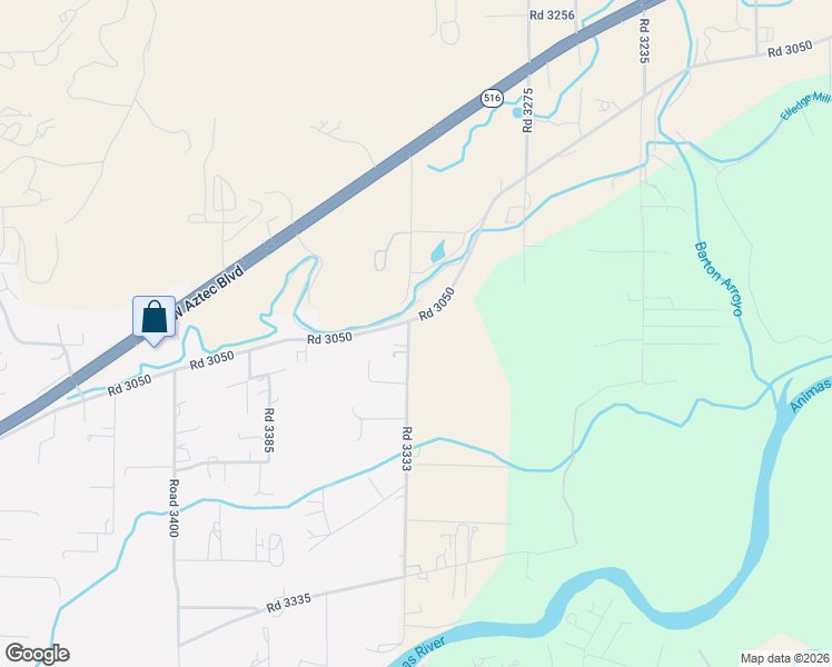 map of restaurants, bars, coffee shops, grocery stores, and more near 6 Road 3333 in Aztec