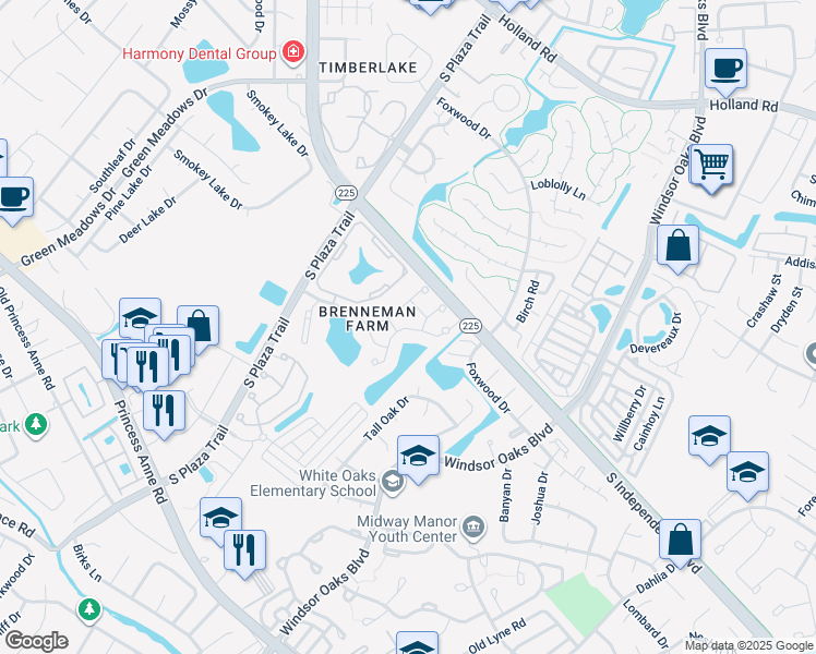 map of restaurants, bars, coffee shops, grocery stores, and more near 4557 Leamore Square Road in Virginia Beach