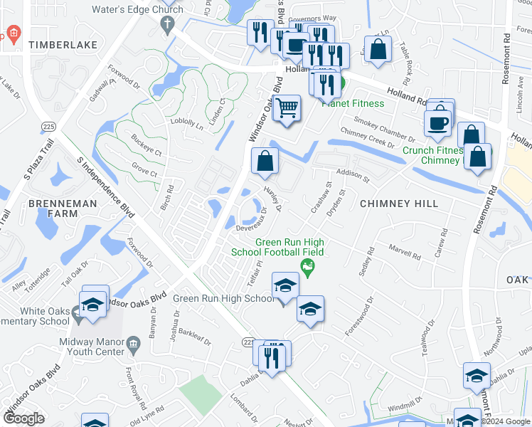 map of restaurants, bars, coffee shops, grocery stores, and more near 3811 Magwood Court in Virginia Beach