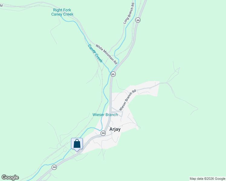 map of restaurants, bars, coffee shops, grocery stores, and more near Kentucky 66 in Arjay